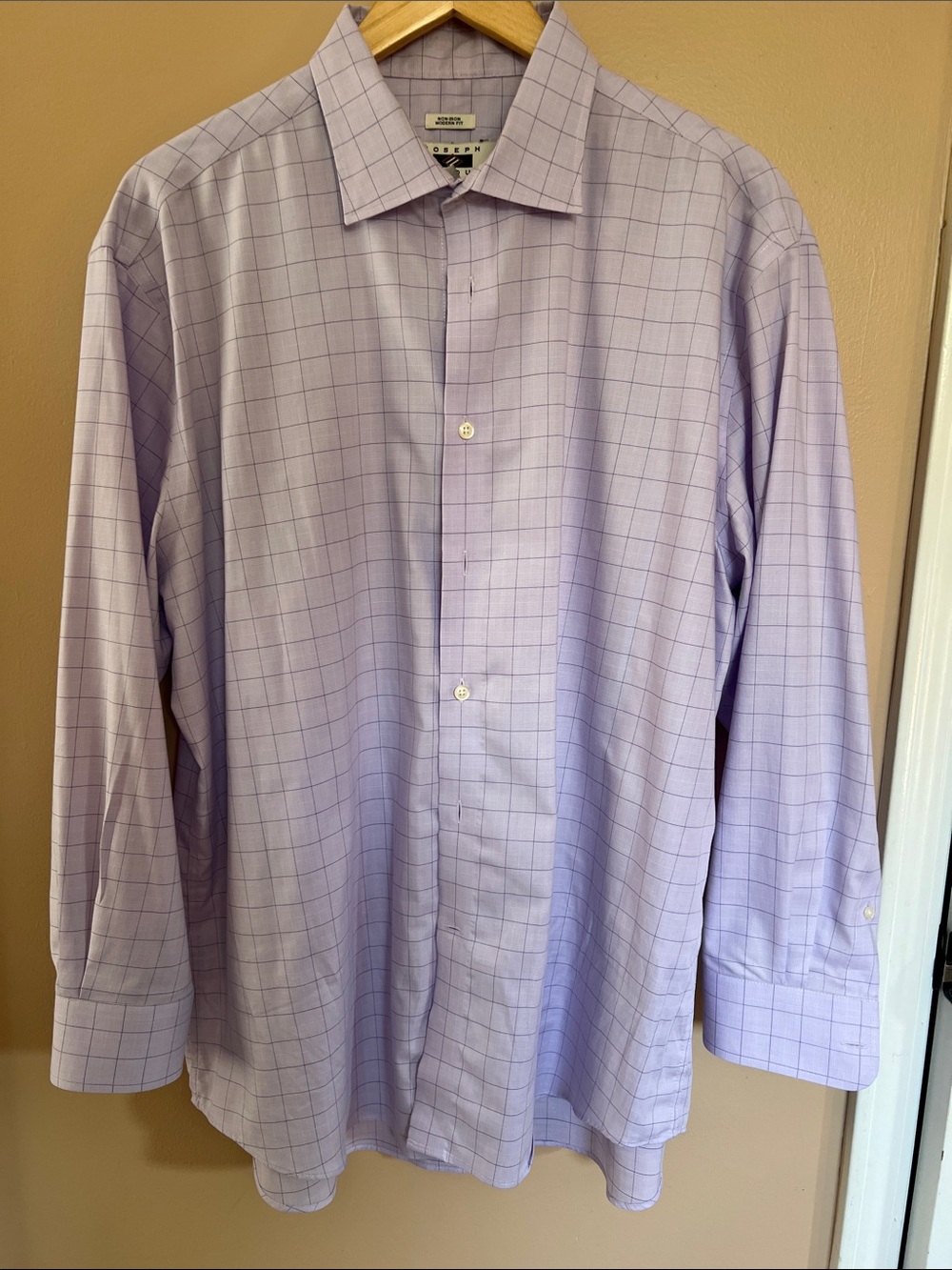 Purple Windowpane Dress Shirt - Men's Long Sleeve 17 1/2 32/33